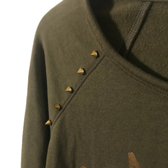 Express 3/4 Sleeve Green and Gold Lion Paris Sweater - Picture 4 of 6